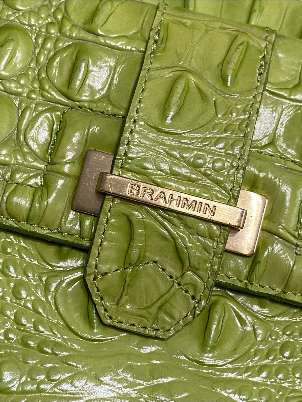LKNW Brahmin iPad/Tablet Bag Built-in Wallet Organizer Crossbody Lime Melbourne - Picture 8 of 16